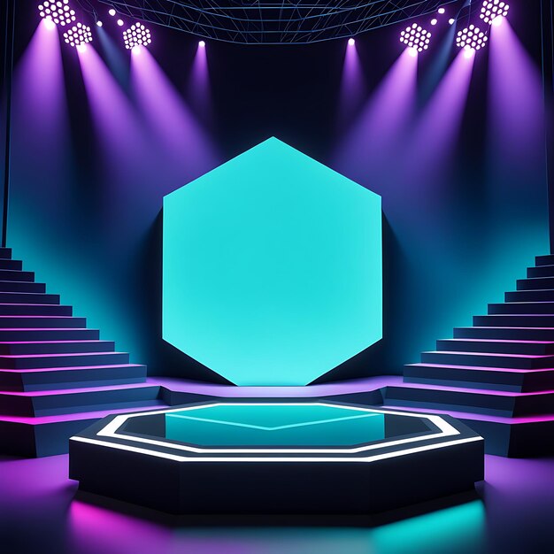 Foto fundo de palco hexagonal em 3d