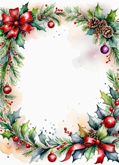 Fundo de panfleto de Natal Design de moldura em aquarela