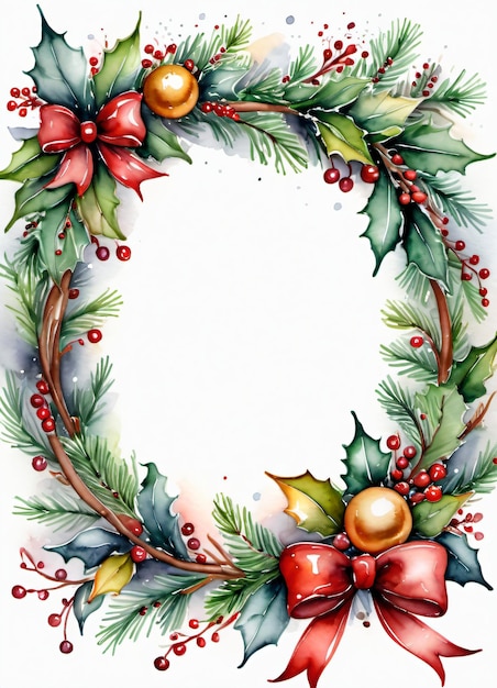 Fundo de panfleto de Natal Design de moldura em aquarela