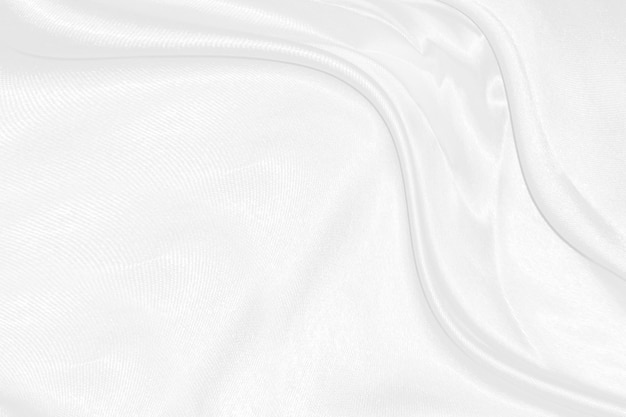 Fundo de pano texturizado de seda branca Close up de tecido de cetim ondulado com ondas suaves