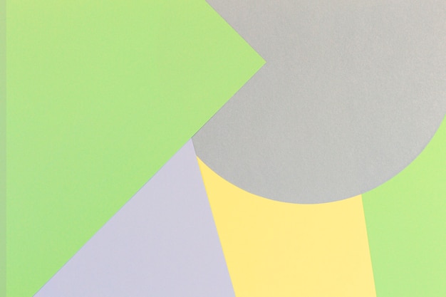 Fundo de papel abstrato com formas geométricas mínimas e linhas nas cores verde pastel, azul claro e amarelo