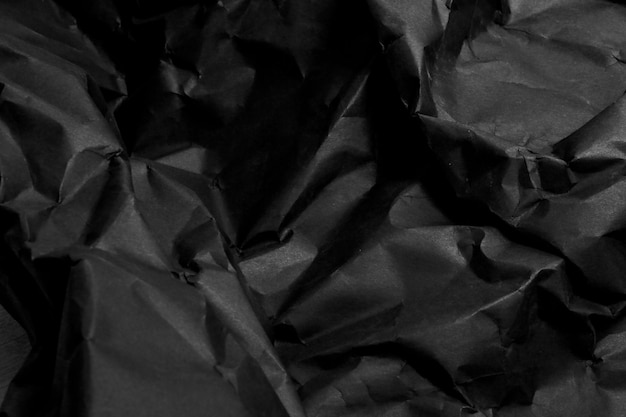 Fundo de papel amassado preto amassado fundo de textura grunge