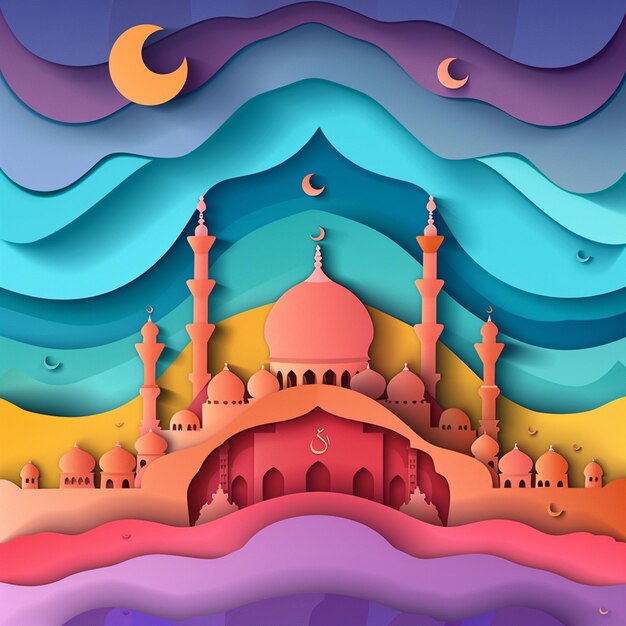 fundo de papel de estilo para a celebração islâmica do Ramadã