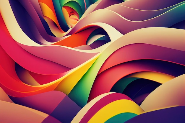 Fundo de papel de onda de tira de cor do arco-íris