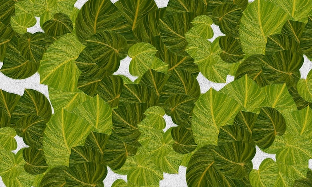 Fundo de papel de parede de natureza de primavera de tinta a óleo tropical verde