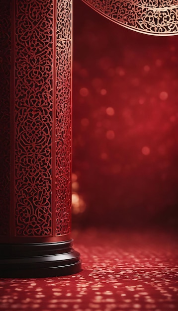 Fundo de papel de parede vermelho de luxo islâmico
