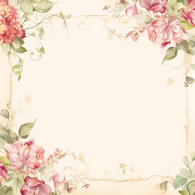 Fundo de papel floral vintage quadrado em branco para papel digital imprimível, papel de arte, papel de escritório e ilustração de cartão de saudação