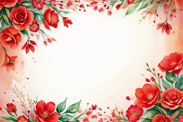 Foto fundo de papel retrô vintage com flores vermelhas