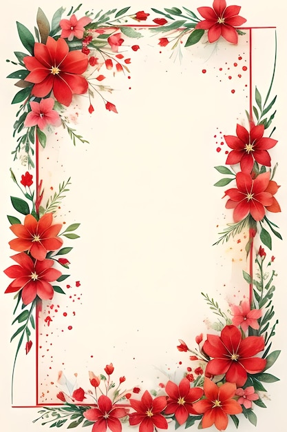 Foto fundo de papel retrô vintage com flores vermelhas