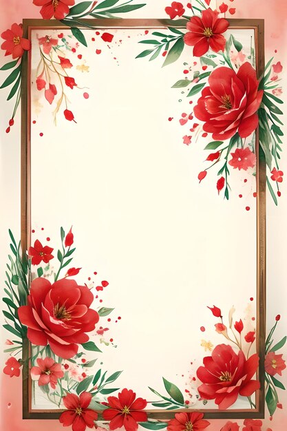 Foto fundo de papel retrô vintage com flores vermelhas