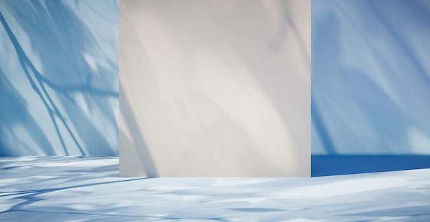 Fundo de parede colorido em branco e sombra de queda dura aplicando sombras na parede renderização em 3d