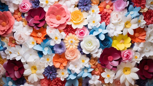 fundo de parede de flores multicoloridas