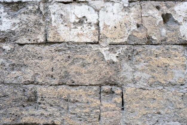 Fundo de parede de tijolos abstrato com arranhões e rachaduras