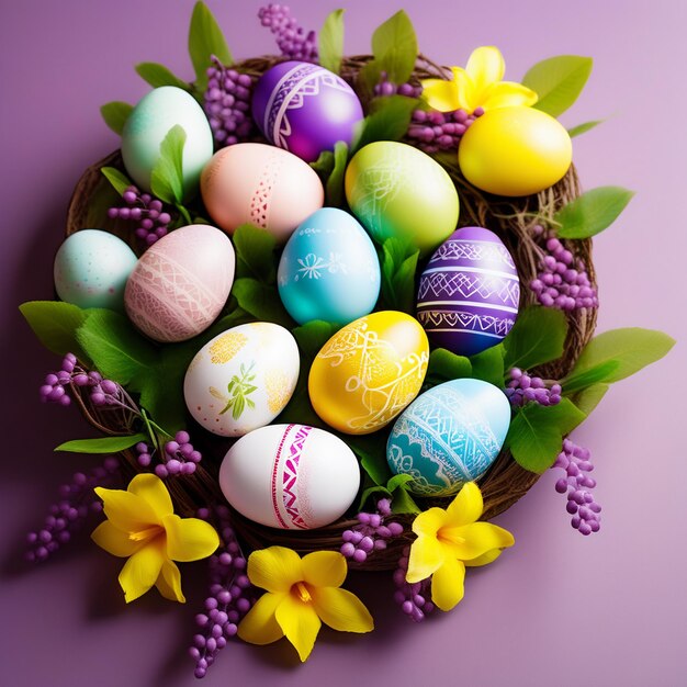 fundo de Páscoa feliz ovos decorados