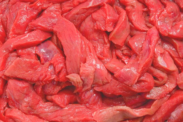 Fundo de pedaços de vitela crua Strogonoff de carne