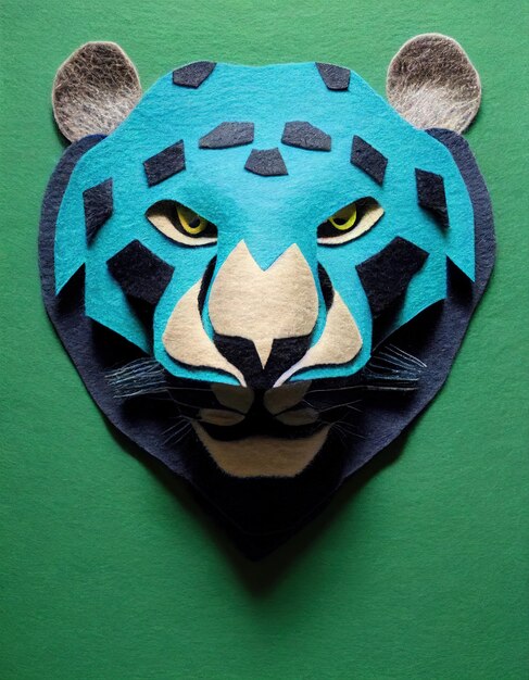 Fundo de pedaços multicoloridos de feltro Jaguar na selva Jaguar feito de ilustração de arte digital de feltro em estilo 3d