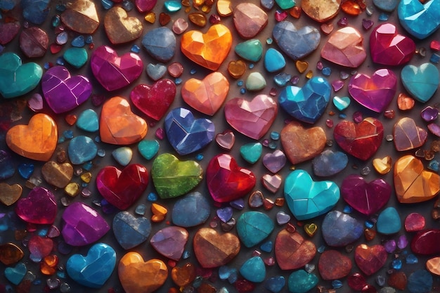 Foto fundo de pedra de coração colorido papel de parede de pedra de coração colorido fundo de pedra fundo de coração ai generativo