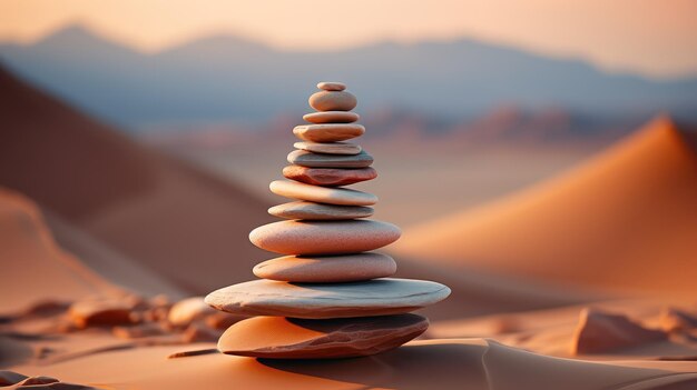 Foto fundo de pedra zen minimalista no deserto