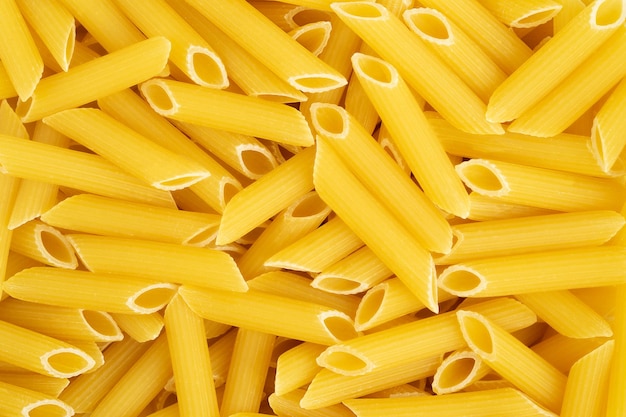 Fundo de penne de massa italiana vista superior