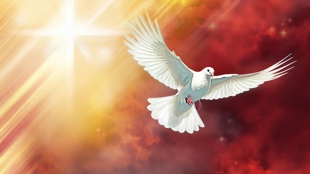 fundo de Pentecostes com pomba voadora e ilustração gerada pela IA católica