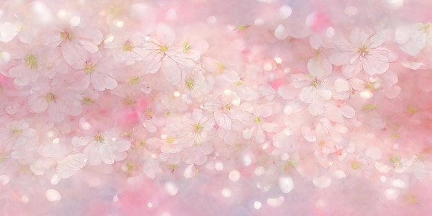 Fundo de pétalas de sakura rosa suave padrão floral pastel flores delicadas generativa AI