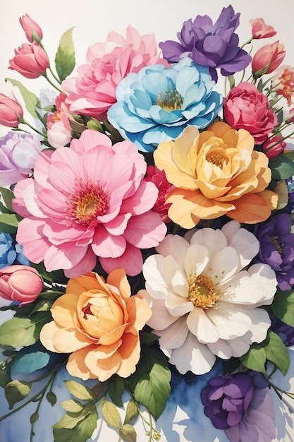 Fundo de pintura a aquarela floral colorida