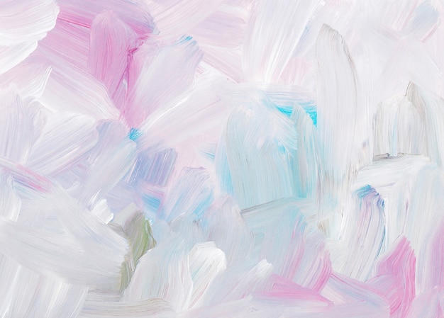 Fundo de pintura a óleo de arte abstrata, pinceladas de branco, rosa, azul no papel