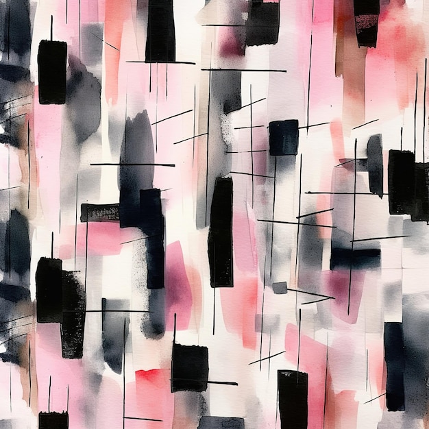 Fundo de pintura abstrata rosa e preta