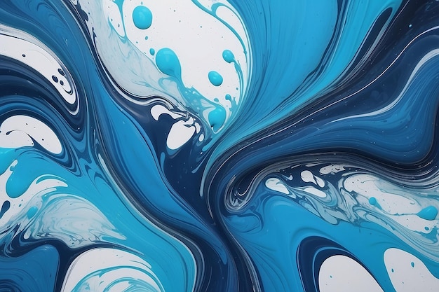 Fundo de pintura azul de arte abstrata com textura grunge fluida líquida