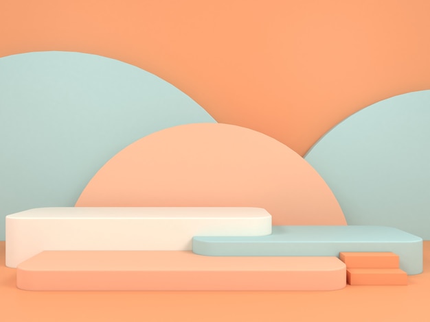 Fundo de pódio geométrico abstrato de cor pastel para apresentação de marca e produto renderização em 3d