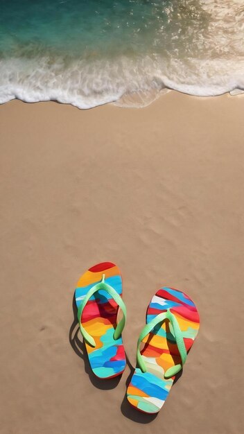 Fundo de praia com chinelos