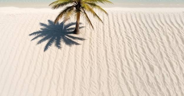 Fundo de praia tropical com sombras de palmeiras de areia brancafundo de férias de verão Viagem
