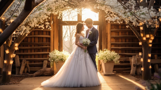 Fundo de primavera de casamento romântico