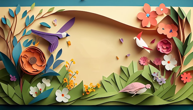 Fundo de primavera de estilo de papel