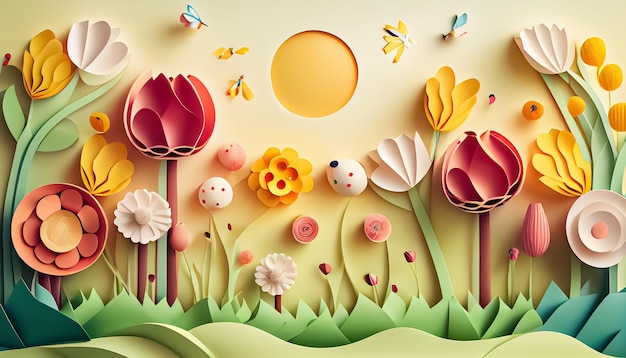 Fundo de primavera de estilo de papel