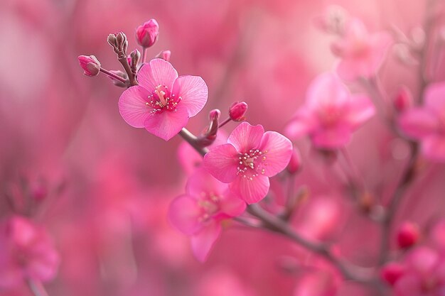 Fundo de primavera delicado e desfocado com flores cor-de-rosa