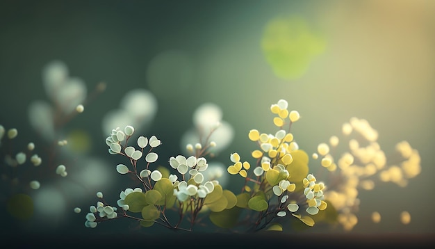 Fundo de primavera minimalista com renderização 3d bokeh Generative AI