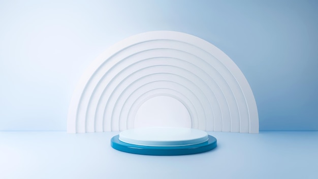 Fundo de produto mínimo de pedestal de pódio azul ilustração 3D