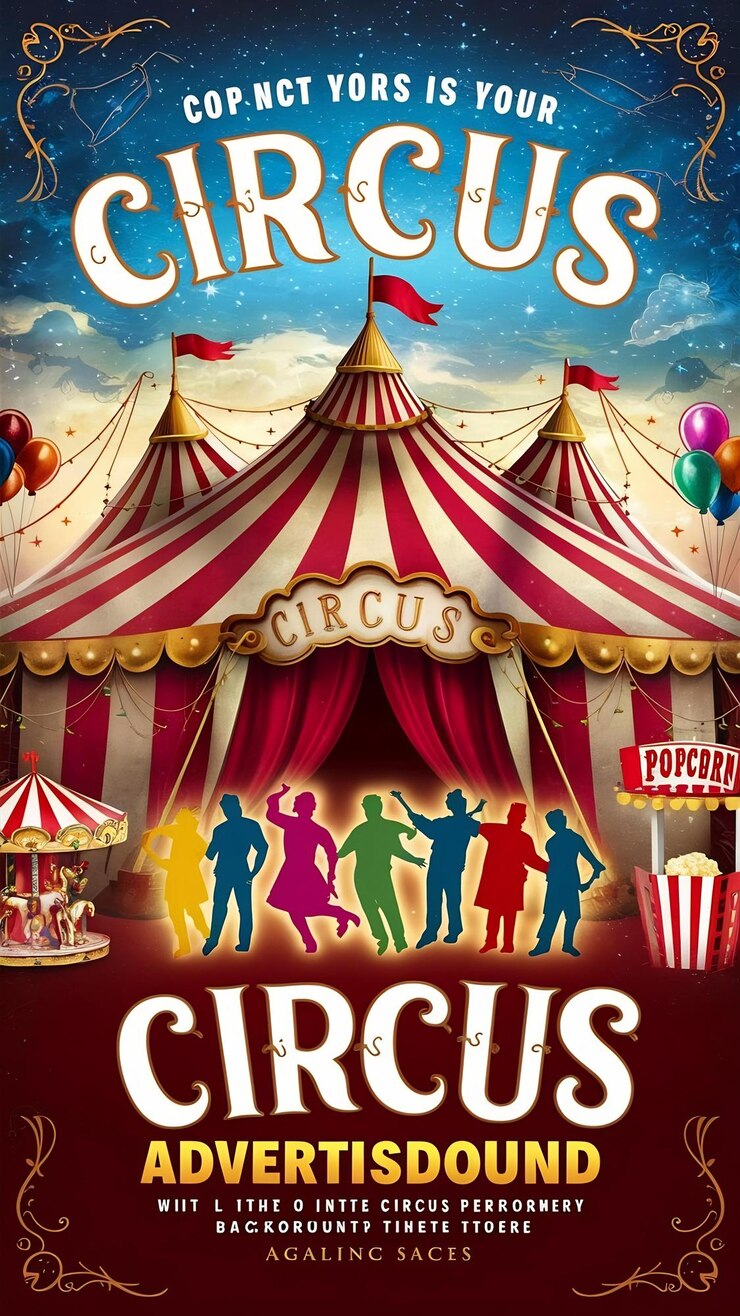 Foto fundo de publicidade de circo com espaço de cópia