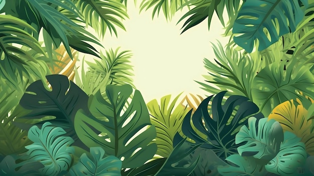 Fundo de quadro de folhas tropicais no conceito de verão