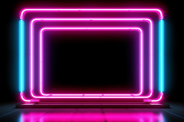 Fundo de quadro de luz neon neon preto