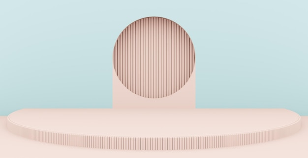 Fundo de renderização 3D com pódio abstrato e fundo de cena de parede Composição para pressão de produto