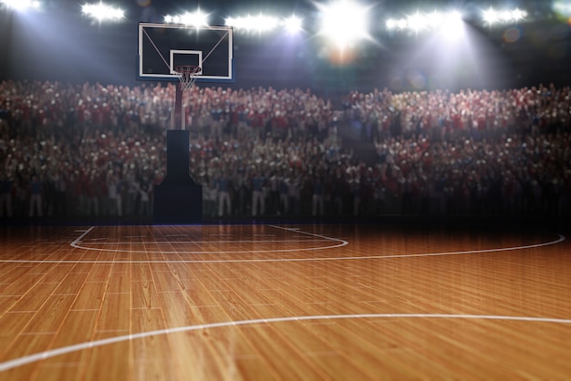 Fundo de renderização 3D da quadra de basquete Sport Arena