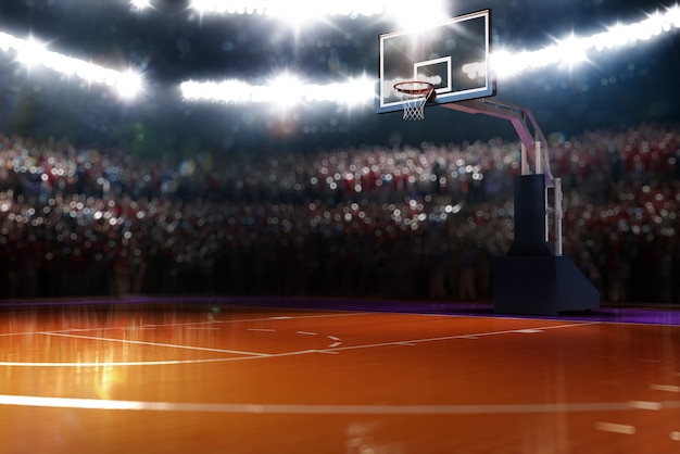 Fundo de renderização 3d da quadra de basquete sport arena