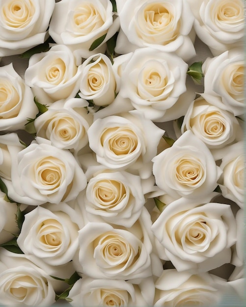 Fundo de rosas brancas de vista superior