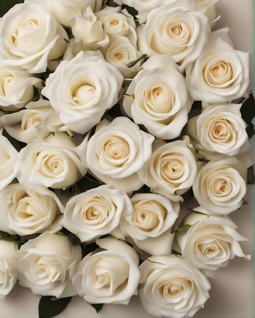 Foto fundo de rosas brancas de vista superior