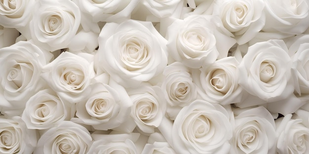 Fundo de rosas brancas naturais Cenário de casamento Generative AI