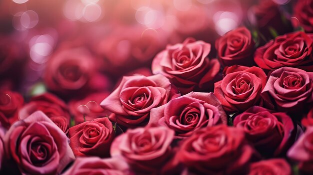 Fundo de rosas com efeito romântico