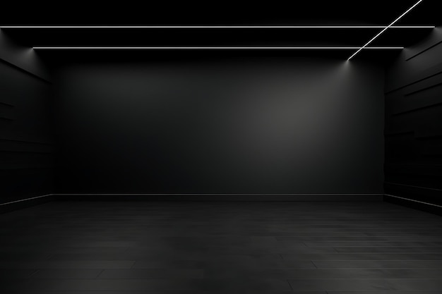 Foto fundo de sala de estúdio de cor preta vazia para exibição de produtos