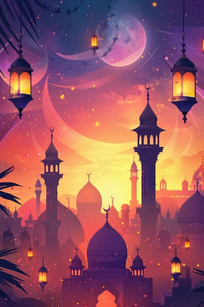 Foto fundo de saudação islâmicaramadan kareem eid mubarak cartões para mouslim